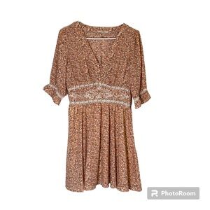 C & V Chelsea & Violet Dress M Mini Puff Sleeves Floral Babydoll Boho